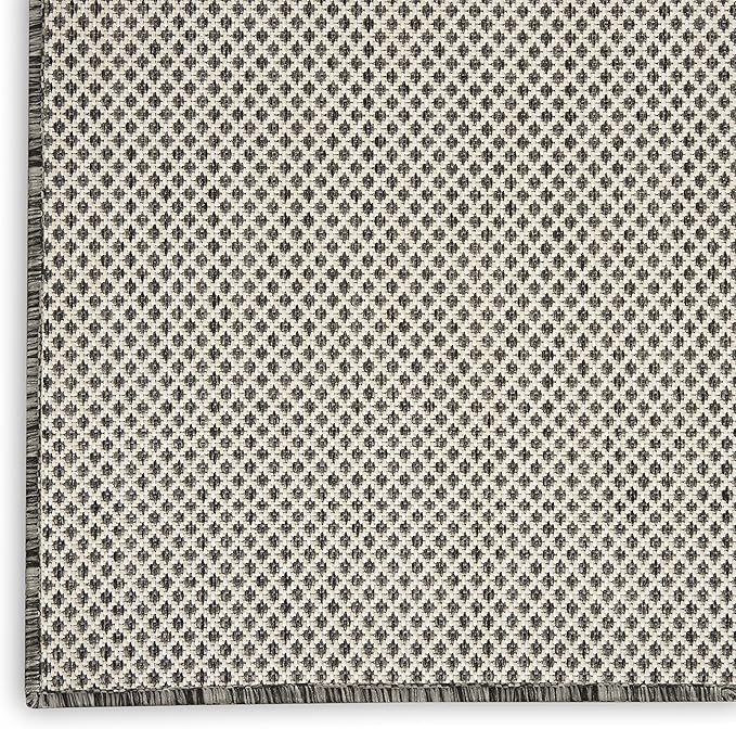 Nourison Home Courtyard Ivory Charcoal 7' x 10' Area Rug - Easy Clean, Non Shedding, Bed Room, Living Room, Dining Room, Kitchen (7' x 10')