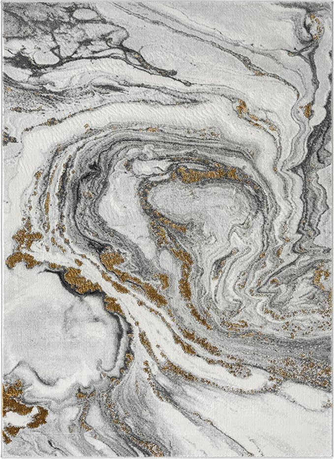 LUXE WEAVERS Marble Effect Abstract Gray 8x10 Area Rug