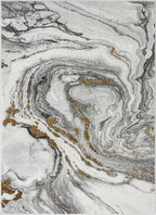 LUXE WEAVERS Marble Effect Abstract Gray 8x10 Area Rug