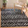 SAFAVIEH Adirondack Collection Area Rug - 6' Square, Black & Ivory, Modern Diamond Distressed Design, Non-Shedding & Easy Care, Ideal for High Traffic Areas in Living Room, Bedroom (ADR131A)