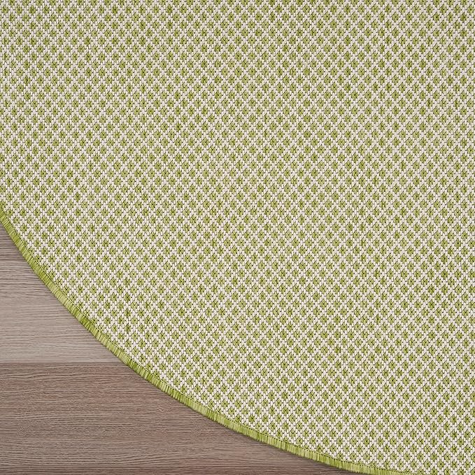 Nourison Home Courtyard Ivory Green 4' x Round Area Rug - Easy Clean, Non Shedding, Bed Room, Living Room, Dining Room, Kitchen (4' x Round)