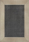 Nuloom Asha Dark Grey/Ivory, 6'7" x 9', Casual, Striped Border, Soft and Cozy, High Traffic, Stain Resistant, Easy Clean, Durable Area Rug for Indoor/Outdoor Patio, Deck, Porch, Garden, Courtyard