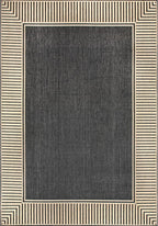 Nuloom Asha Dark Grey/Ivory, 8' x 10', Casual, Striped Border, Soft and Cozy, High Traffic, Stain Resistant, Easy Clean, Durable Area Rug for Indoor/Outdoor Patio, Deck, Porch, Garden, Courtyard