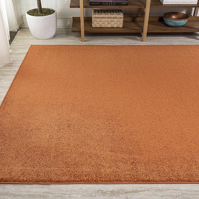 Eyely UES100M-5 Supersoft Haze Solid Low-Pile Indoor Area Rug Casual;Contemporary;Solid;Traditional, Bedroom, Kitchen, Living Room, Easy-Cleaning, Non-Shedding, 5 X 8, Orange