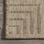 Nuloom Asha Light Brown/Ivory, 6'7" x 9', Casual, Striped Border, Soft and Cozy, High Traffic, Stain Resistant, Easy Clean, Durable Area Rug for Indoor/Outdoor Patio, Deck, Porch, Garden, Courtyard