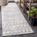 JONATHAN Y Boho Vintage Diamond Cream/Gray Runner Rug 2X10 ft, Moroccan Hype for Living Room, Bedroom, Kitchen, Office, Easy-Cleaning, High Traffic, Pet-Friendly, Non-Shedding (MOH101B-210)