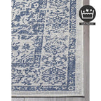 FH Home Flat Woven Outdoor Rug - Waterproof, Easy to Clean, Stain Resistant - Premium Polypropylene Yarn - Vintage - Patio, Porch, Deck, Balcony - Ankara - Distressed Blue - 5ft 2in x 7ft 6in