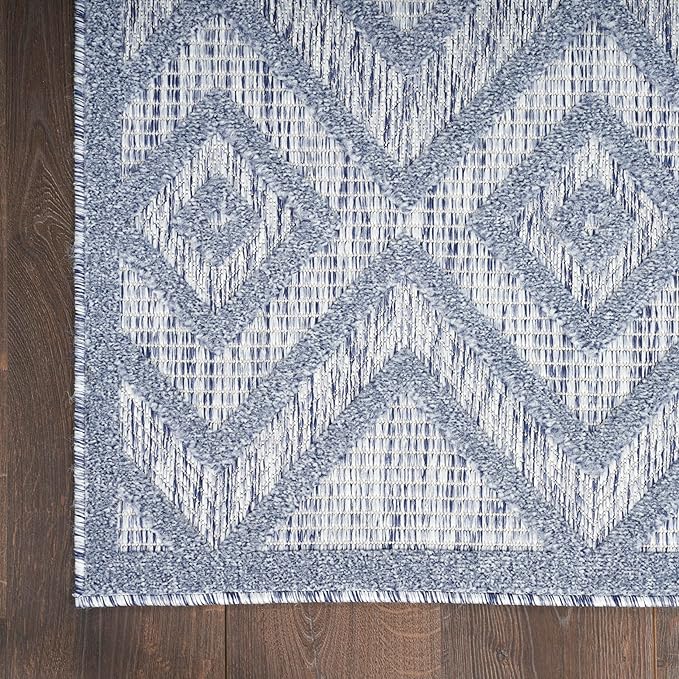Nourison Home Versatile Denim Blue 9' x 12' Area Rug - Easy Clean, Non Shedding, Bed Room, Living Room, Dining Room, Kitchen (9' x 12')
