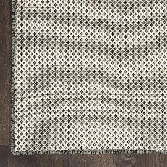 Nourison Home Courtyard Ivory Charcoal 2'2" x 8' Area Rug - Easy Clean, Non Shedding, Bed Room, Living Room, Dining Room, Kitchen (8' Runner)