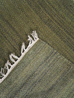 Rugsotic Carpets Hand Woven Flat Weave Kilim Wool 4'x6' Area Rug Solid Olive D00111