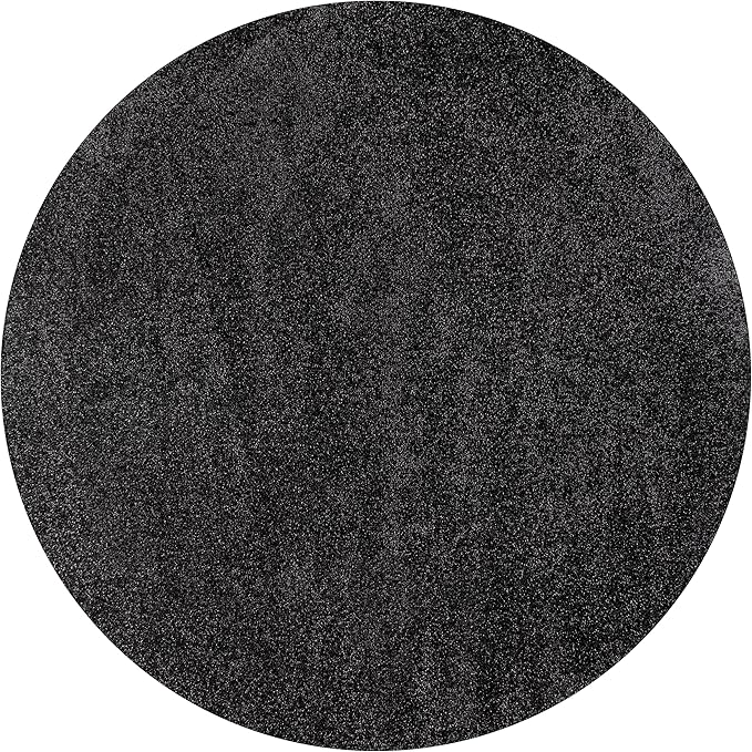 Eyely UES100I-4R Supersoft Haze Solid Low-Pile Indoor Area Rug, Coastal, Bohemian, Minimalist, Classic, Casual for Bedroom,Kitchen,Living Room,Non Shedding,Easy-Washing, Black, 4' Round