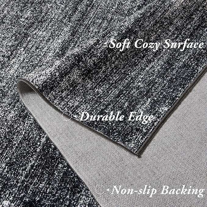 Black and White Rug for Bathroom Kitchen,Washable Non Slip Abstract Area Rugs for Entrway,2x3