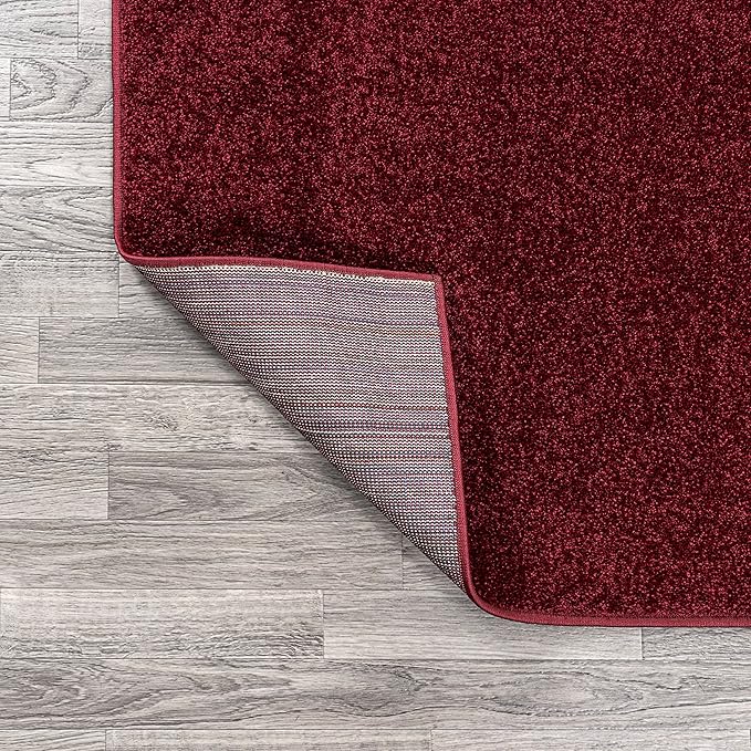 JONATHAN Y Haze Solid Low-Pile Dark Red 8' Round Indoor Area Rug, Coastal,Bohemian,Minimalist,Classic, Easy-Cleaning for Living Room,Bedroom,Kitchen,Pet Friendly,Non-Shedding (SEU100Q-8R)