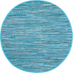 SAFAVIEH Rag Rug Collection 8' Round Blue/Multi RAR121B Handmade Boho Stripe Cotton Area Rug