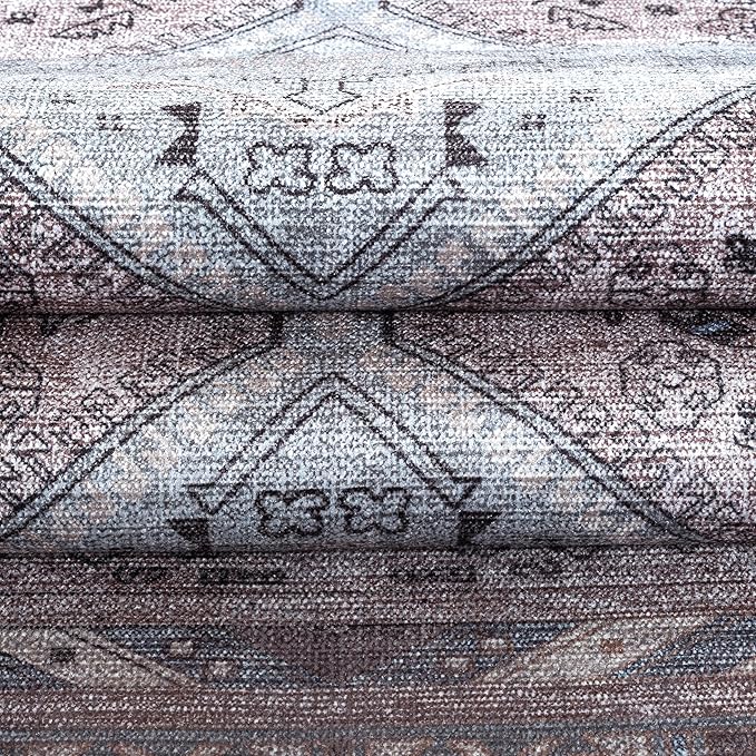 Washable Area Rug. Modern Farmhouse. Vintage. Turkish. Bohemian. Distressed. Oriental. Traditional. Rugs for Living Room. Dining. Bedroom. Office. Entryway. Foyer. (863BM, 9' x 12')