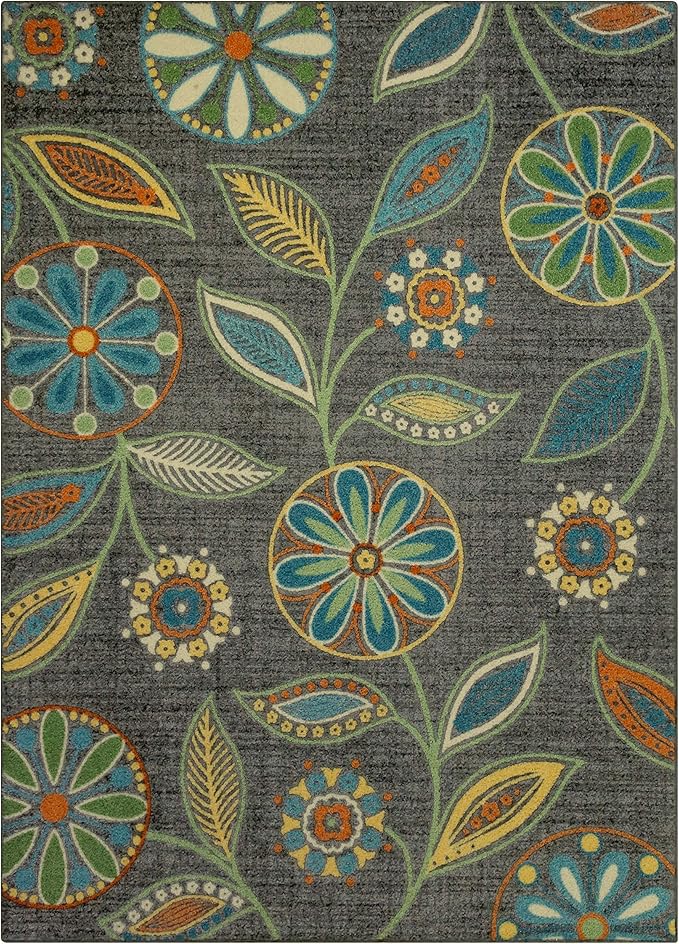 Maples Rugs Reggie Floral Area Rugs for Living Room & Bedroom [Made in USA], Multi, 5 x 7