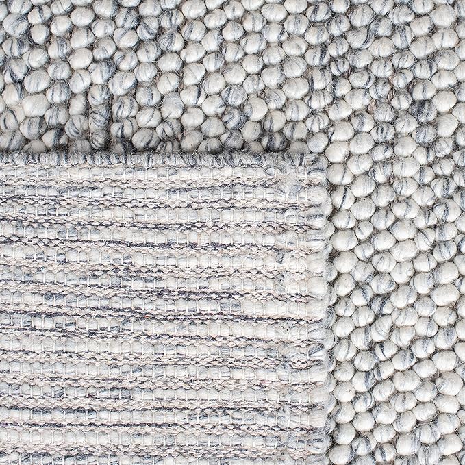 SAFAVIEH Natura Collection Runner Rug - 2'3" x 8', Light Grey & Ivory, Handmade Wool Blend, Textured Design, Ideal for Hallway, Bedroom, Foyer (NAT620G)