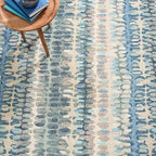 Dash and Albert Paint Chip Wool Area Rug - 5' x 8' Blue Graphic Hand Micro Hooked Accent Rug - Durable, High Traffic Areas Hallway, Living Room, Stairs