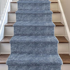 Well Woven Custom Size Hallway & Stair Runner- Harlow Pompeii Blue 27 Inches Wide x 10 Feet Long Runner (27" x 10') Runner Rug - Modern Chevron Pattern, Ultra-Soft, Easy-Clean