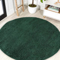 Eyely UES100L-6R Supersoft Haze Solid Low-Pile Indoor Area Rug, Coastal, Bohemian, Minimalist, Classic, Casual for Bedroom,Kitchen,Living Room,Non Shedding,Easy-Washing, Green, 6' Round