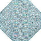 Unique Loom Outdoor Trellis Collection Area Rug - Tribal Trellis (5' 3" Octagon, Aqua/ Ivory)