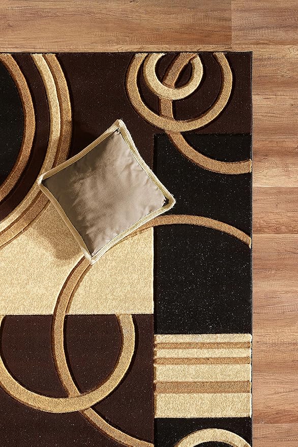 GLORY RUGS Area Rug Modern 2x7 Brown Soft Hand Carved Contemporary Floor Carpet with Premium Fluffy Texture for Indoor Living Dining Room and Bedroom Area