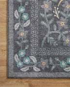 Loloi Rifle Paper Co. Maison Collection MAO-01 Nightingale Black 3'-0" x 3'-0" Round, .19" Pile Height, Accent Rug
