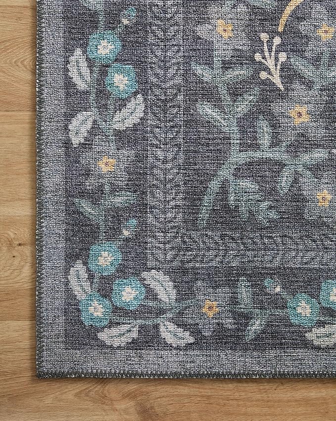 Loloi Rifle Paper Co. Maison Collection MAO-01 Nightingale Black 3'-9" x 5'-6", .19" Pile Height, Accent Rug