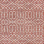 Unique Loom Outdoor Trellis Collection Area Rug - Tribal Trellis (13' Square, Rust Red/ Ivory)