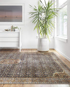 Loloi Layla Collection LAY-09 Cobalt Blue/Spice 3'-6" x 5'-6" .13" Thick Accent Rug, Soft, Durable, Vintage Inspired, Distressed, Low Pile, Non-Shedding, Easy Clean, Printed, Living Room Rug