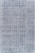 Hand-Tufted 100% Wool Pile Area Rug – Geometric Textured Grid Check Pattern – Thick and Durable Floor Carpet for Bedroom, Living Room, Kids Room, and Dining Area (Navy Blue, 6' x 9')
