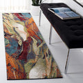 SAFAVIEH Glacier Collection 2'3" x 10' Red/Green GLA126Q Modern Abstract Non-Shedding Living Room Entryway Foyer Hallway Bedroom Runner Rug