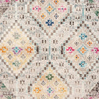 SAFAVIEH Madison Collection Area Rug - 6'7" Round, Grey & Yellow, Boho Diamond Distressed Design, Non-Shedding & Easy Care, Ideal for High Traffic Areas in Living Room, Bedroom (MAD418F)
