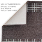 Custom Made Runner Rug for Kitchen Foyer Hallway Entry Choose Your Length 31 Inch Wide Geometric Checkered Design Brown Color (12 feet x 31 Inch)