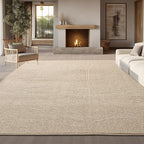 Bedsure 5x7 Faux Wool Area Rugs for Living Room, Machine Washable Carpet, Non-Slip Backing, Pet Friendly Throw Rug for Bedroom Dining Room, Natural Ivory
