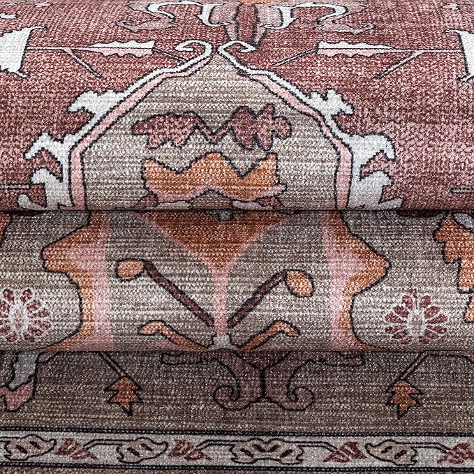 Washable Area Rug. Modern Farmhouse. Vintage. Turkish. Bohemian. Distressed. Oriental. Traditional. Rugs for Living Room. Dining. Bedroom. Office. Entryway. Foyer. (857RB, 9' x 12')