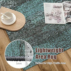 RUGSURE Washable Area Rug - 1/6 Thick - Stain & Water Resistant Non-Slip - Resistant Rug for Living Room, Bedroom, Nursery, Pet & Child Friendly, Vintage Charm Area Rugs (Green, 3' x 5 ')