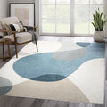 Abani Deco Collection Area Rug - Cream/Blue Mid-Century Design - 4' x 6' - Easy to Clean - Durable for Kids and Pets - Non-Shedding - Medium Pile - Soft Feel - for Living Room, Bedroom & Office