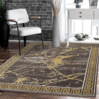 GLORY RUGS Area Rugs Marble 5x7 Brown Gold Carpet Modern Abstract Rug Living Room Dining Bedroom Rug