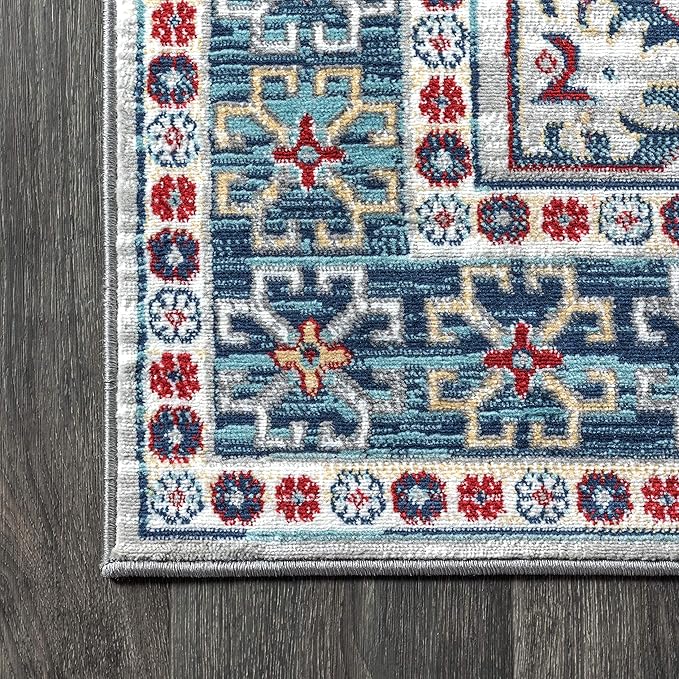JONATHAN Y Modern Vintage Medallion Blue/Light Grey Indoor Area Rug, 3x5, Country, Floral, Easy-Cleaning for Living Room, Bedroom, Kitchen, Pet Friendly, Non-Shedding (MDP108A-3)