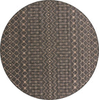Unique Loom Outdoor Trellis Collection Area Rug - Tribal Trellis (10' 8" Round, Charcoal Gray/ Natural)