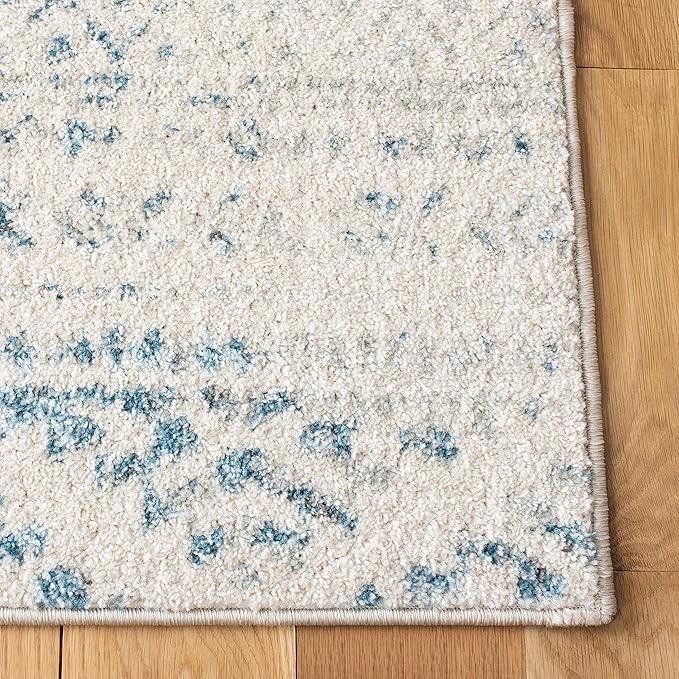 SAFAVIEH Area Rug 3x5 - Tulum Collection - Ivory & Turquoise, Moroccan Boho Tribal Design, Non-Shedding & Easy to Clean, Ideal for Entryway, Foyer, Accent Space, Bedroom (TUL272E)