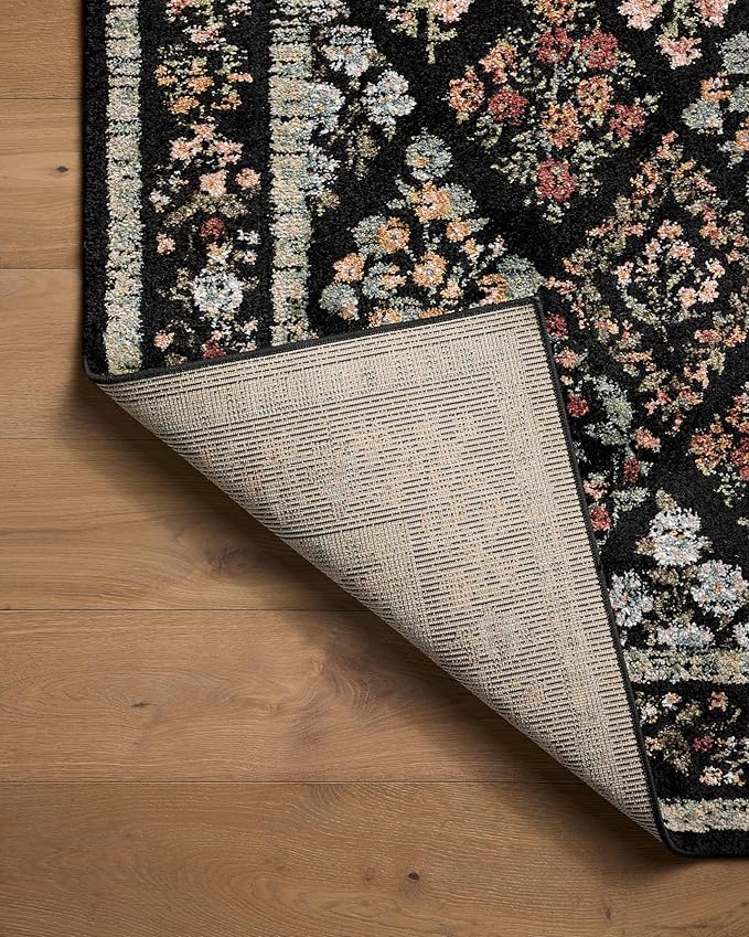 Loloi Rifle Paper Co. Laurel Collection LAU-04 Black/Multi 6'-6" x 9'-2" Area Rug