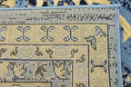 Unique Loom Taftan Collection Border Geometric Tribal Inspired Design Area Rug (4' 0 x 6' 0 Rectangular, Light Blue/ Gold)