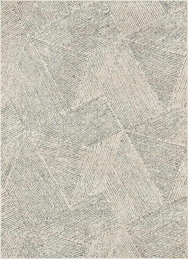 Well Woven Ezio Beige Tribal Geometric Distressed High-Lo Pile Area Rug 8x10 (7'10" x 10'6")