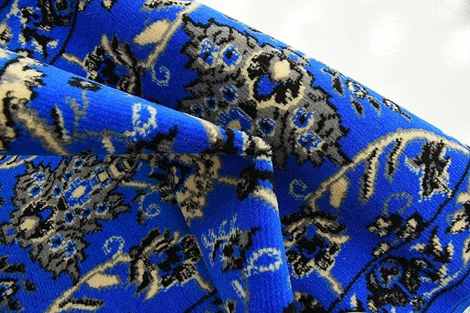 Unique Loom Sialk Hill Collection Area Rug - Washington (2' 2" x 8' 2" Runner Dark Blue/Black)