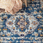 SAFAVIEH Madison Collection Accent Rug - 4' x 6', Navy & Beige, Boho Diamond Distressed Design, Non-Shedding & Easy Care, Ideal for High Traffic Areas in Entryway, Living Room, Bedroom (MAD418M)