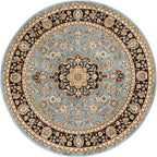 Well Woven Barclay Collection Medallion Kashan Light Blue 8 ft Round Rug - for Living Room, Bedroom, and Dining Room