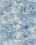 Bavni 8x10 Area Rugs Machine Washable Rug for Living Room, Modern Printed Rug Indoor Soft Area Rug for Bedroom Dining Room, Ultra-Thin Low Pile Carpet with Non Slip Rubber Backing, Denim Blue