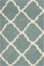 SAFAVIEH Dallas Shag Collection Area Rug - 6' x 9', Seafoam & Ivory, Trellis Design, Non-Shedding & Easy Care, 1.5-inch Thick Ideal for High Traffic Areas in Living Room, Bedroom (SGD257C)